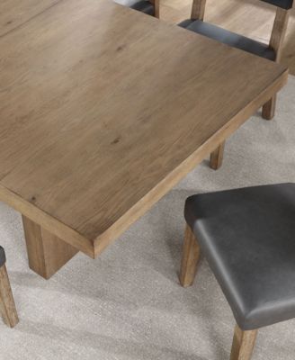 Macai 9-Pc. Wood Dining Table Set (Rectangular Table + 8 Faux Leather Side Chairs)