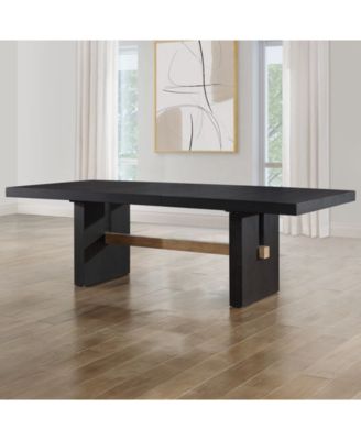 Macai 9-Pc. Wood Dining Table Set (Rectangular Table + 8 Faux Leather Side Chairs)