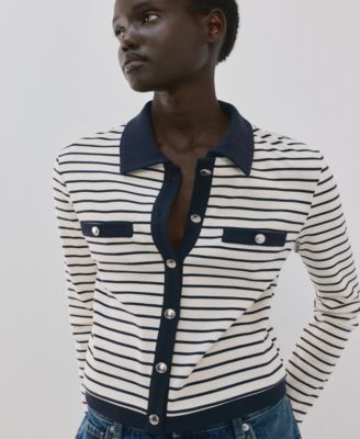 Women's Jewel Buttons Striped Cardigan