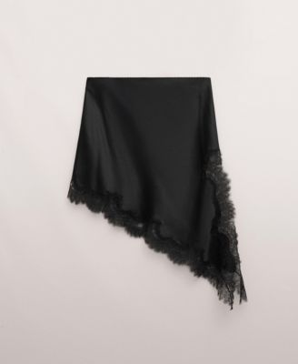 Women's Satin Lace Asymmetrical Short Skirt