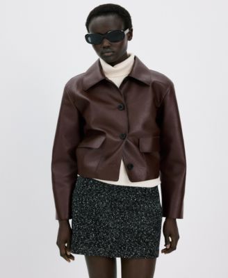 Women's Faux-Leather Pockets Jacket