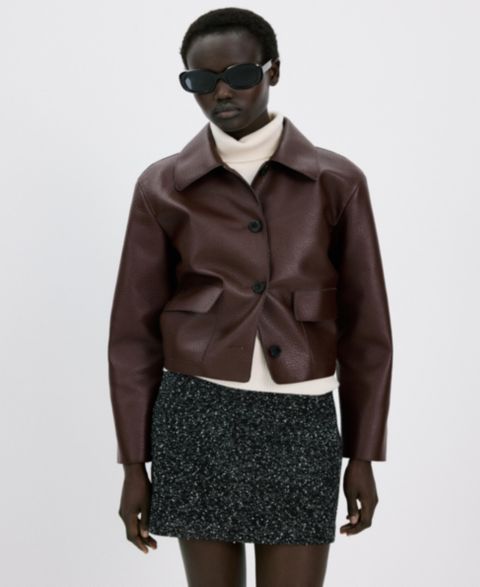 Женские куртки MANGO Faux-Leather Pockets Jacket
