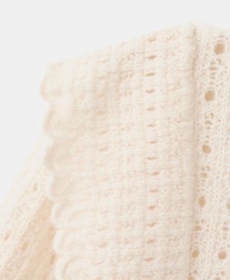 Women's Ruffles Openwork Knitted Sweater