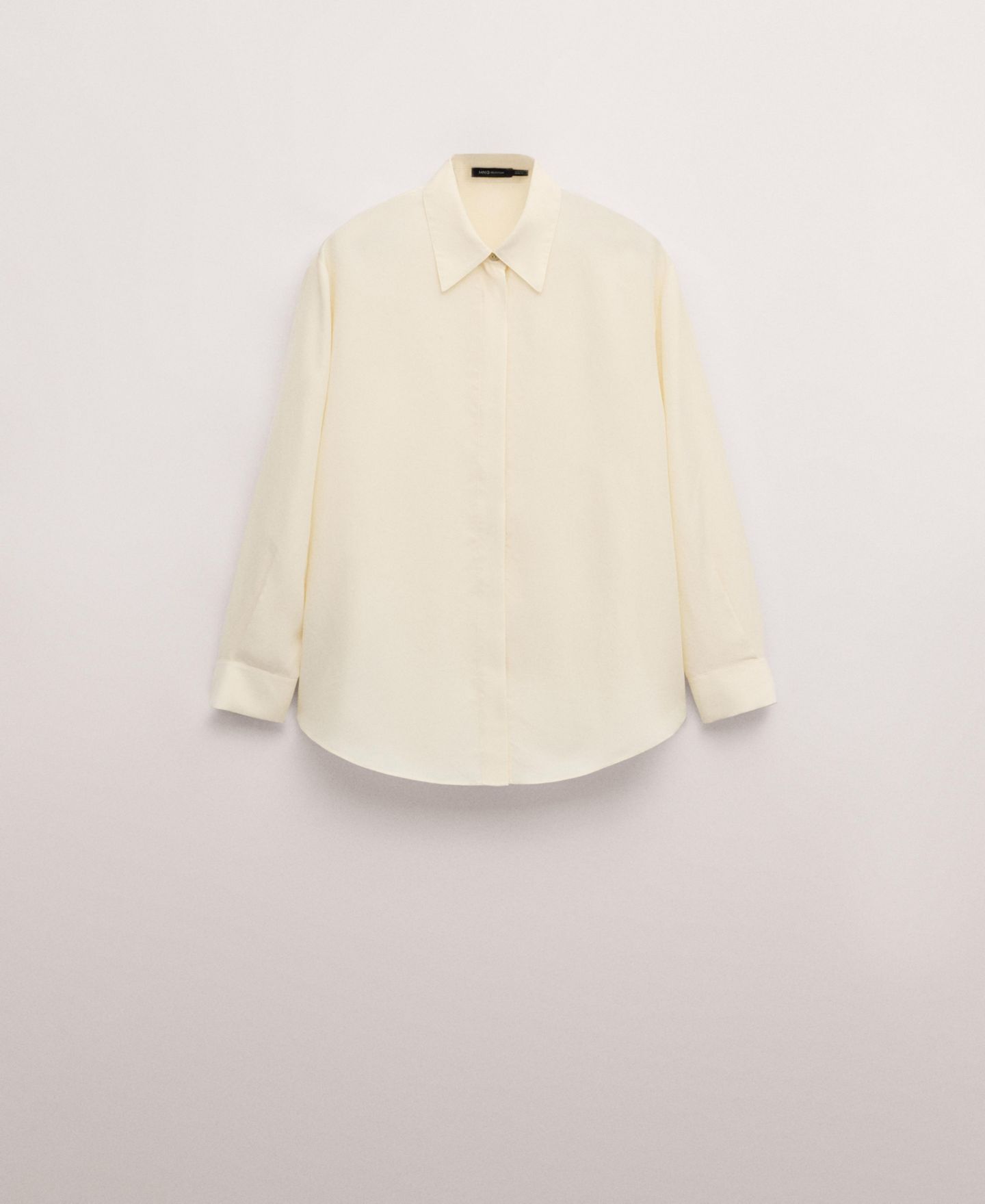Женская блузка Mango Selection Silk with Concealed Buttons, цвет: Пастельный жёлтый — фото 1