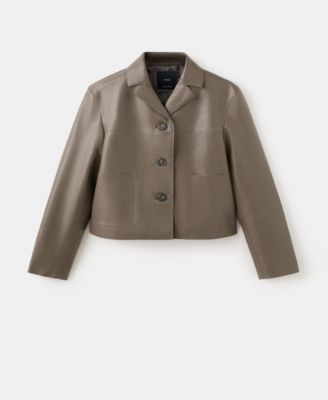 Women's Faux-Leather Pockets Jacket