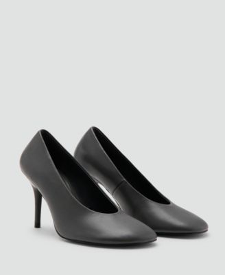 Women's Round-Toe Leather High-Heeled Shoes