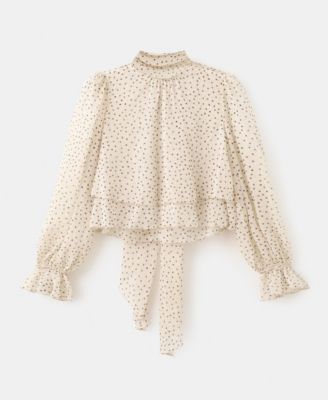 Women's Bow Polka-Dot Blouse