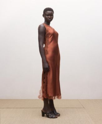 Women's Asymmetrical Satin Lace Dress