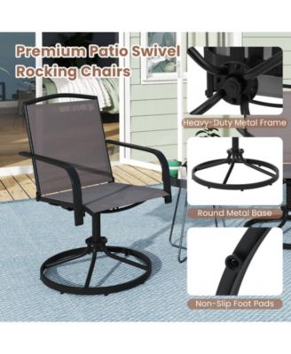 Patio Swivel Chairs Set of 4 w/ High Back and Round Metal Base for Backyard