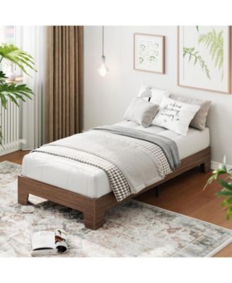 Twin XL Platform Bed Frame Underbed Storage Clearance Wood Metal Slat No Headboard No Box Spring Easy Assembly