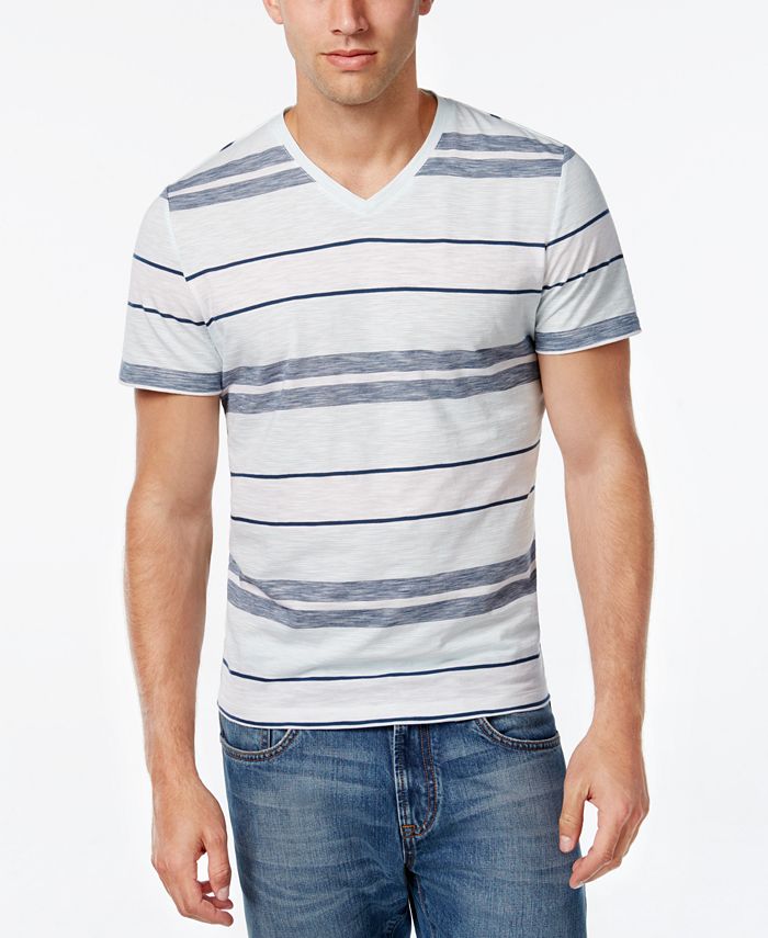 Alfani Men's Multi-Stripe Slim Fit V-Neck T-Shirt, Created for Macy's ...