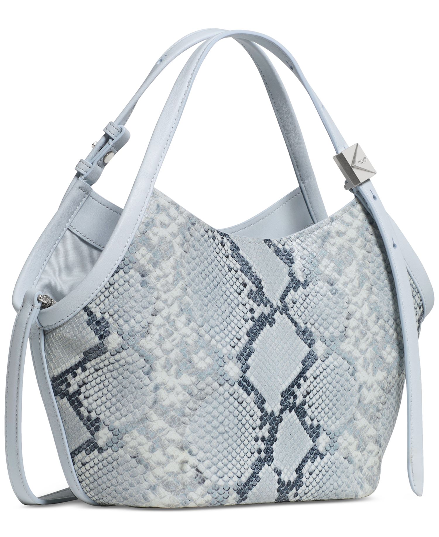 Deco Tulip Small Snake Embossed Leather Tote Handbag