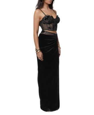 Women's Velvet And Lace Maxi Skirt