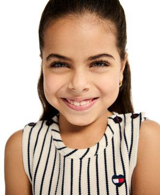 Girls' 4-6X Popcorn Pique Striped Top & Wrap Skort, 2-Piece Set