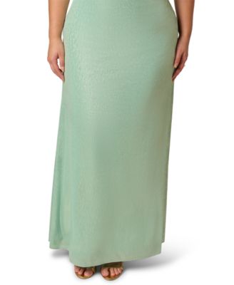 Plus Size Foiled One-Shoulder Ball Gown