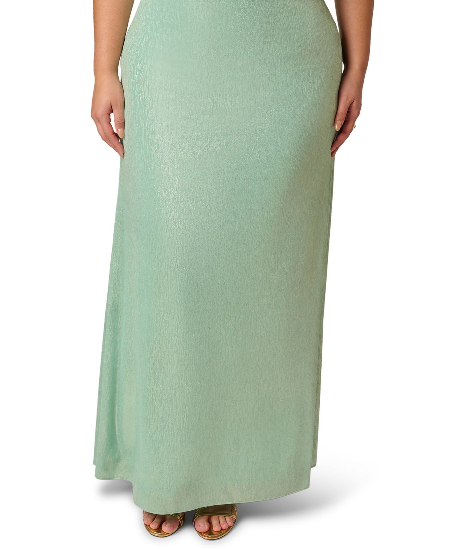 Plus Size Foiled One-Shoulder Ball Gown
