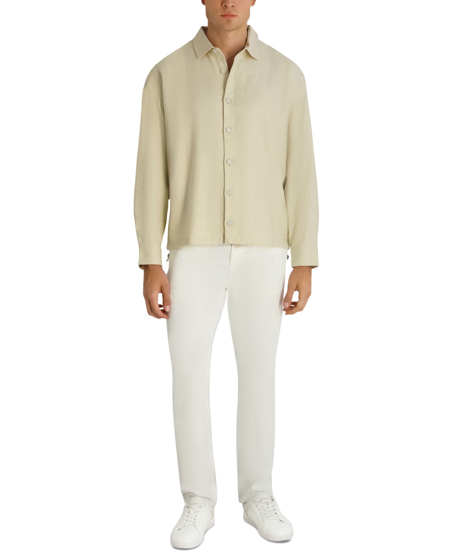 Men's Relaxed-Fit Linen-Blend Shirt Jacket