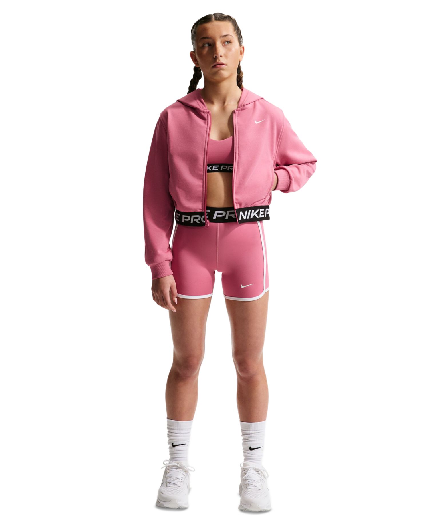 Толстовка с капюшоном на молнии Pro Fleece Dri-FIT для девочек от 7 до 16 лет