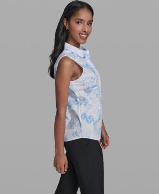 Women's Collared Sleeveless Blouse