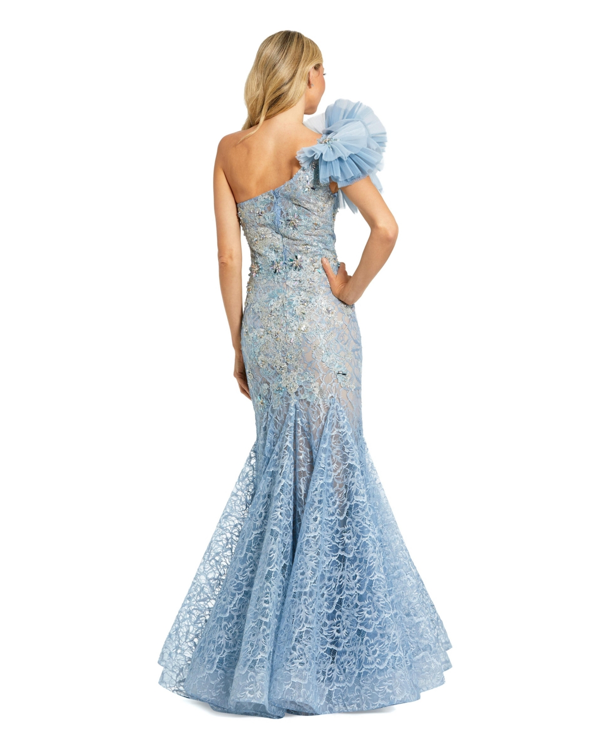 Mac Duggal Women's Embellished Tulle Flower Detail Mermaid Gown