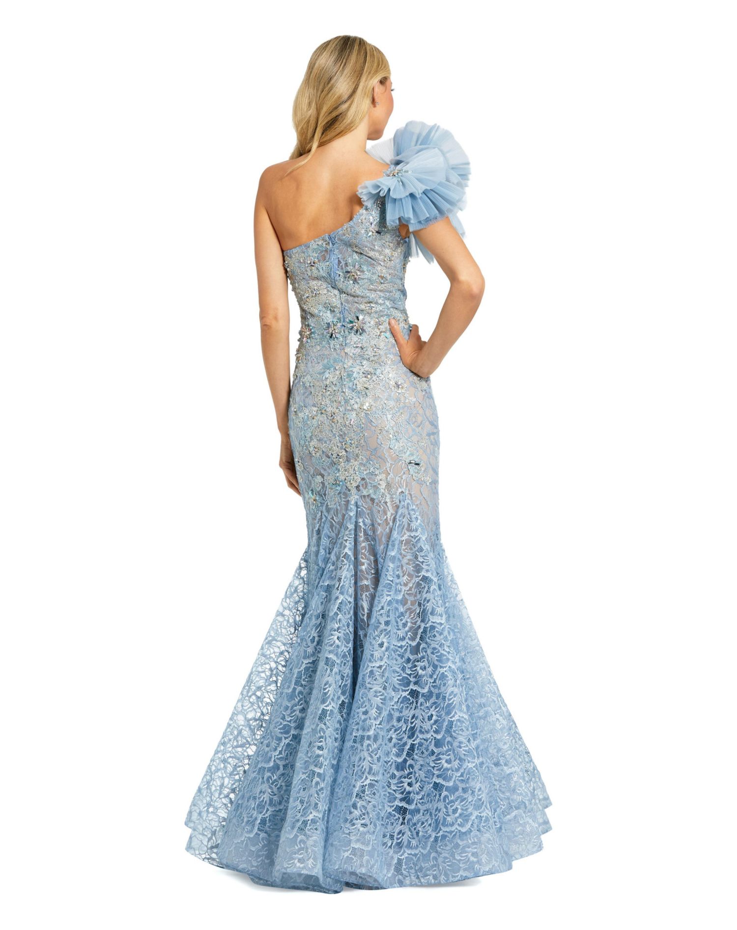 Women's Embellished Tulle Flower Detail Mermaid Gown