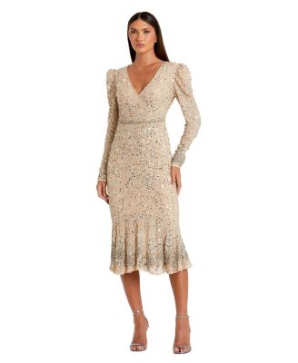Women's Sequin Gown with Embellished Hemline