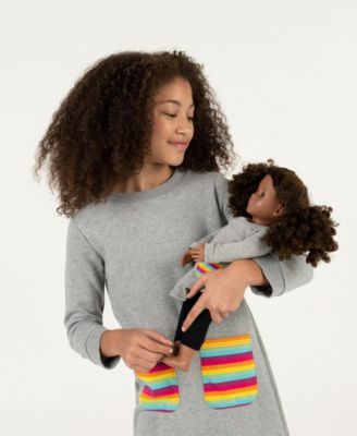 Big Girls 6-14 Matching Doll Long Sleeve Crew Neck Tunic Sweatshirt Dress