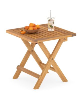 Outdoor Folding Side Table Acacia Wood End Table Square Patio Bistro Table