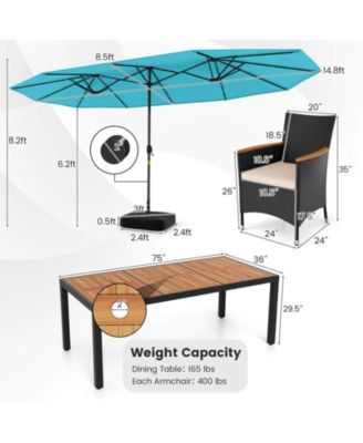 11 PCS Patio Dining Set w/ 15ft Double-Sided Patio Umbrella (Base Included)