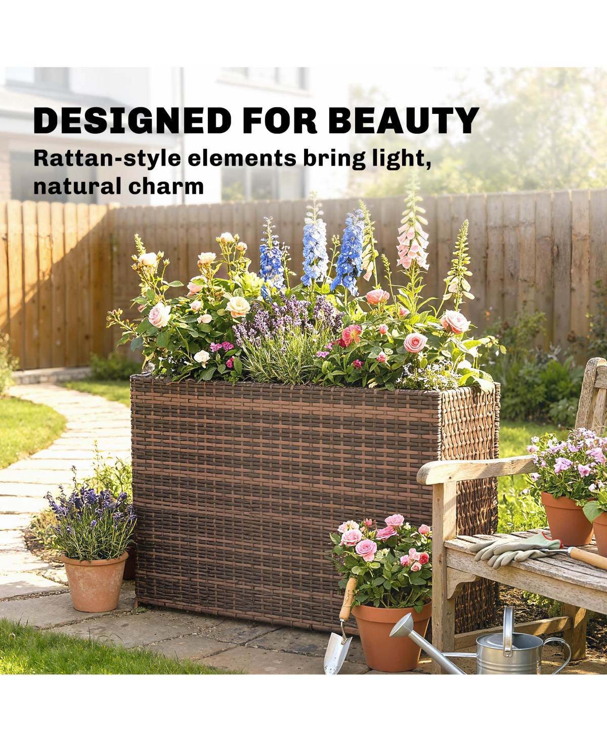 Outsunny Raised Garden Bed with Adjustable Foot Pads,