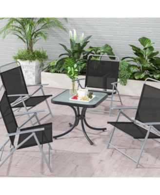 2PCS 20'' Outdoor Side Table w/Tempered Glass Top  Metal Frame Patio End Table