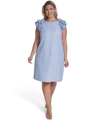 Jessica Howard Plus Size Jewel-Neck Sheath Dress - Blue Ivory - Size 14W