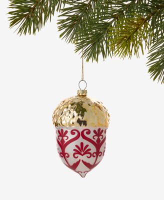 Holiday Toile Acorn Ornament
