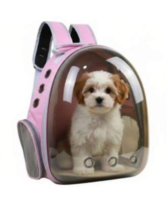 Breathable Transparent Pet Carrier Bag for Cats & Small Dogs – Portable Space Capsule with Zipper, Pink, Ideal for Travel & Outdoor Adventures