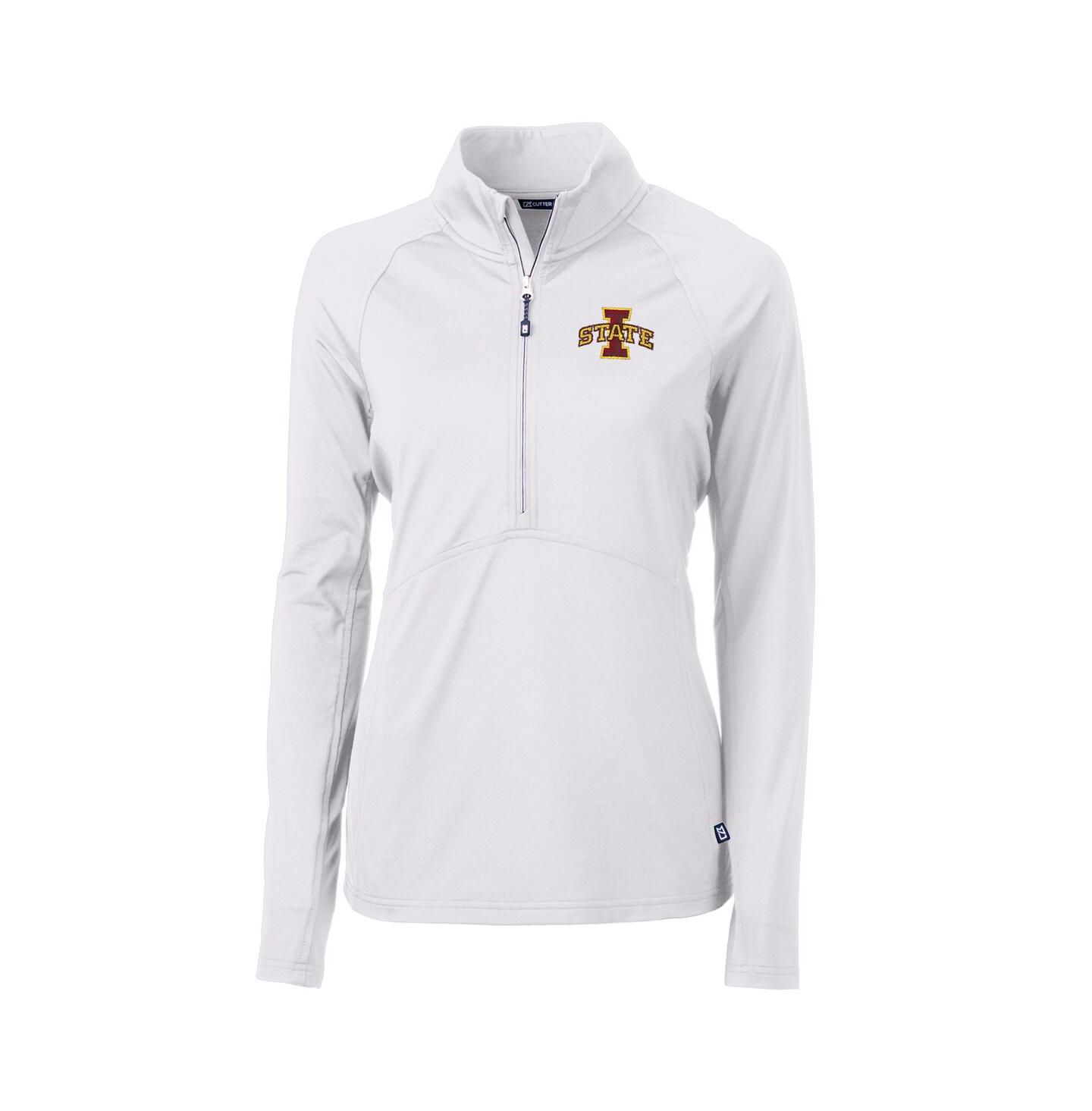 Женская куртка Cutter & Buck White Iowa State Cyclones Adapt Eco Knit Half-Zip Pullover — фото 1
