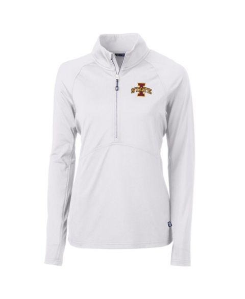 Женские свитеры Cutter & Buck Women's White Iowa State Cyclones Adapt Eco Knit Half-Zip Pullover Jacket
