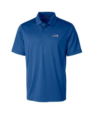 Men's Royal Seattle Seahawks Throwback Logo Prospect Textured Stretch Polo Shirt