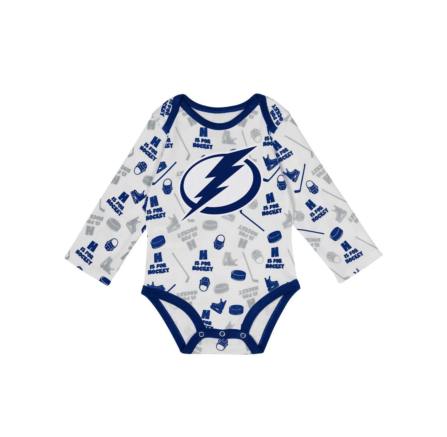 Baby Boys and Girls White Tampa Bay Lightning Quick Learner Long Sleeve Bodysuit