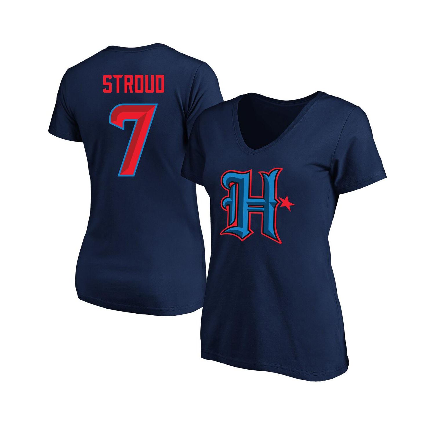Women's C.J. Stroud Navy Houston Texans Plus Size Fair Catch Name & Number Scoop Neck T-Shirt