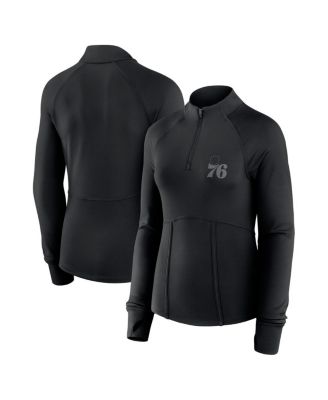 Women's Black Philadelphia 76ers Elements Match Raglan Quarter-Zip Top
