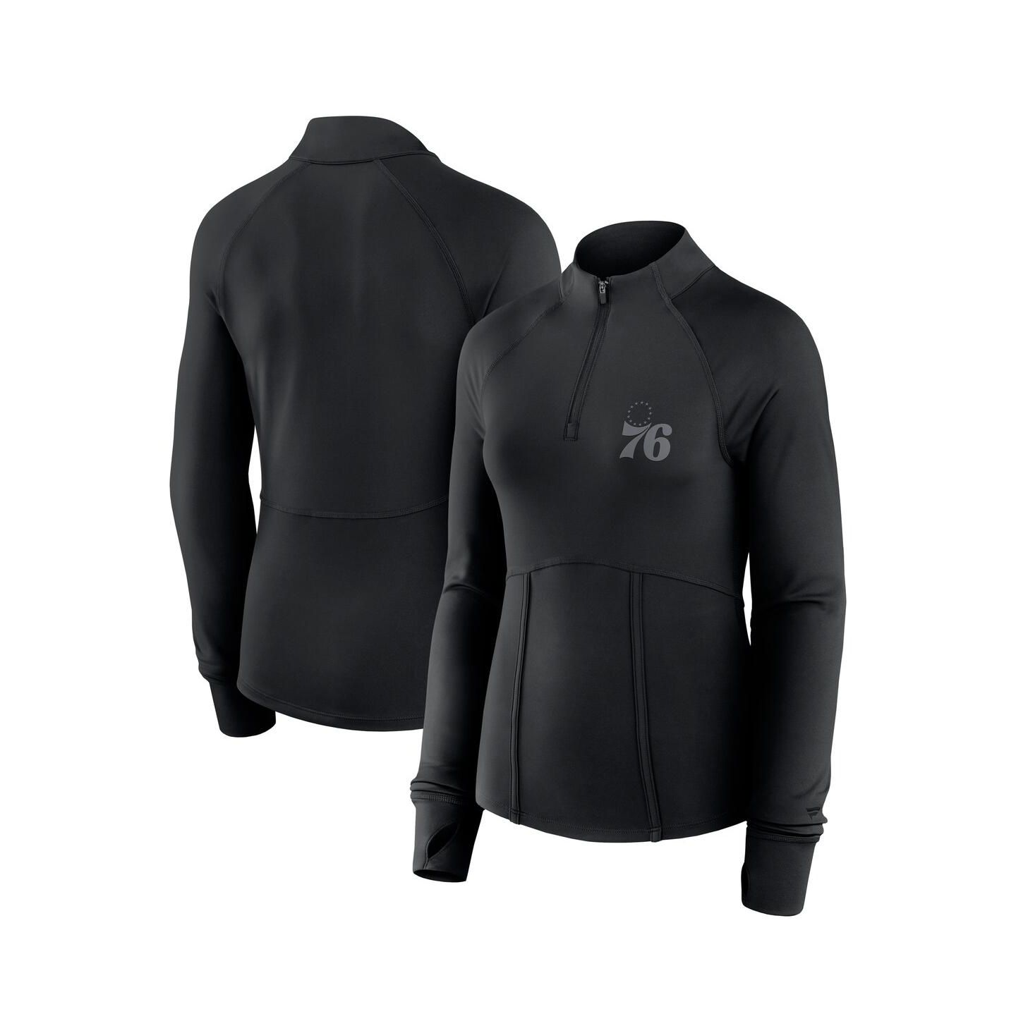 Женский топ Fanatics Black Philadelphia 76ers Elements Match Raglan Quarter-Zip — фото 1