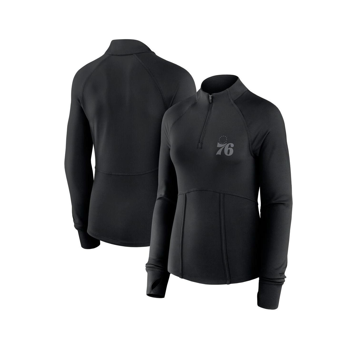 Women's Black Philadelphia 76ers Elements Match Raglan Quarter-Zip Top