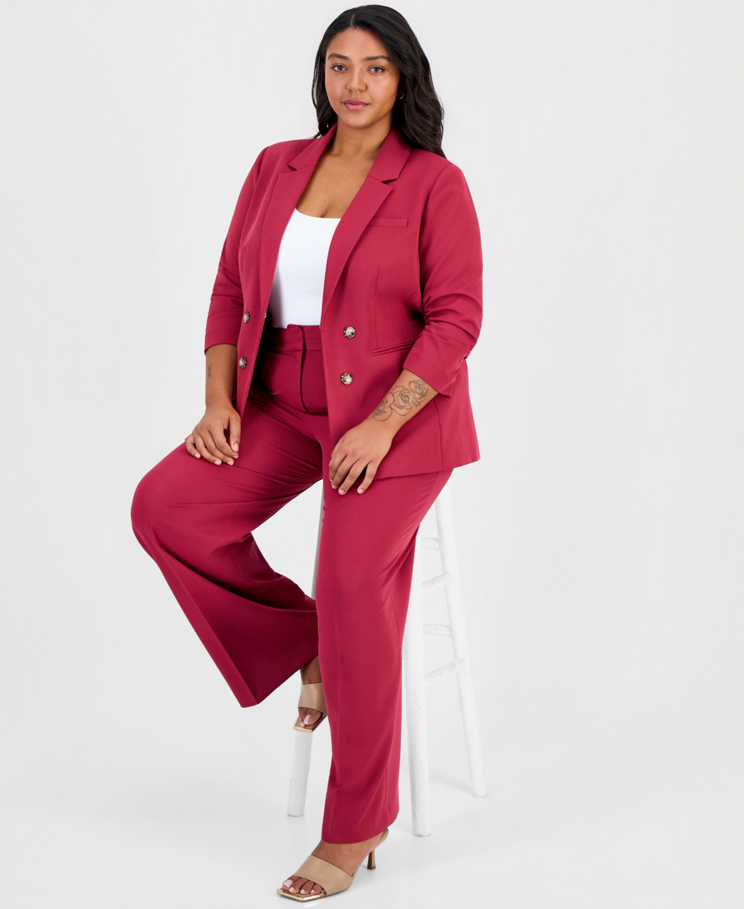 ASL Plus Size Faux Double-Breasted Blazer