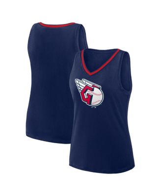 Women's Navy Cleveland Guardians Stellar Win V-Neck Tank Top