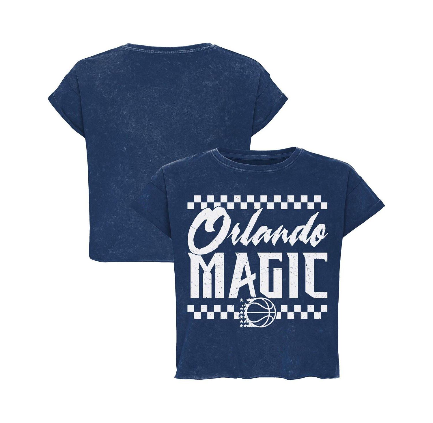 Men's and Women's Blue Orlando Magic Rock Roll Collection Gwen Premium Mineral Wash Cropped T-Shirt