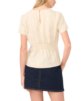 Women's Short-Sleeve Pleated-Waist Blouse