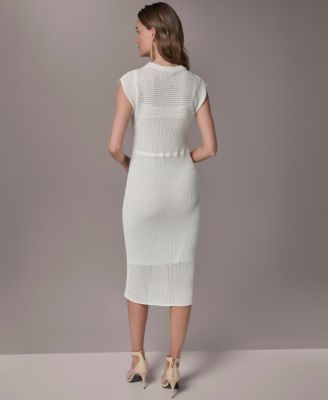 Women's Mock Neck Layered Midi Sweater Dress