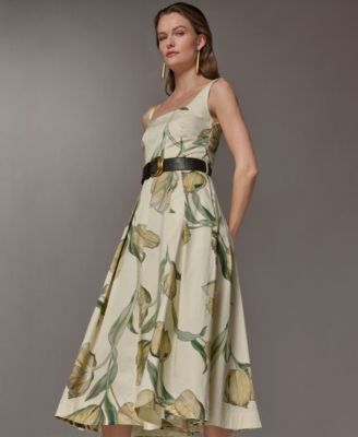 Women's Floral Sleeveless Midi A-Line Dress