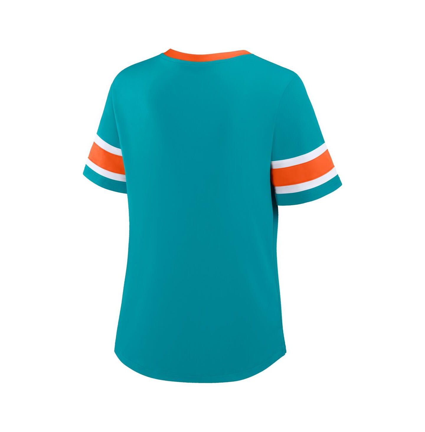 Женская футболка Fanatics Aqua Miami Dolphins Redzone Draw Play Athena Lace-Up — фото 3