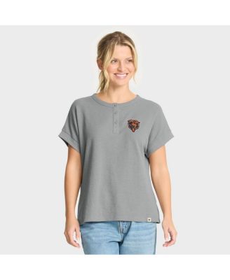 Women's Heather Gray Chicago Bears Oversized&nbsp;Hometown Premium Henley Shirt